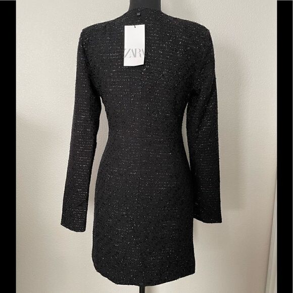 NWT Zara Textured Weave Dress With Ruffles - Picture 9 of 11